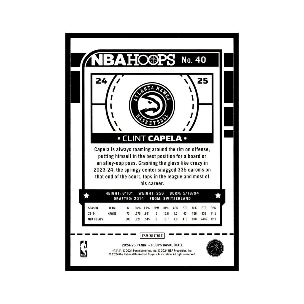 Clint Capela 2024 NBA Hoops #40 Atlanta Hawks Basketball Card NM
