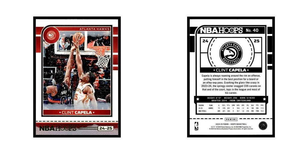 Clint Capela 2024 NBA Hoops #40 Atlanta Hawks Basketball Card NM