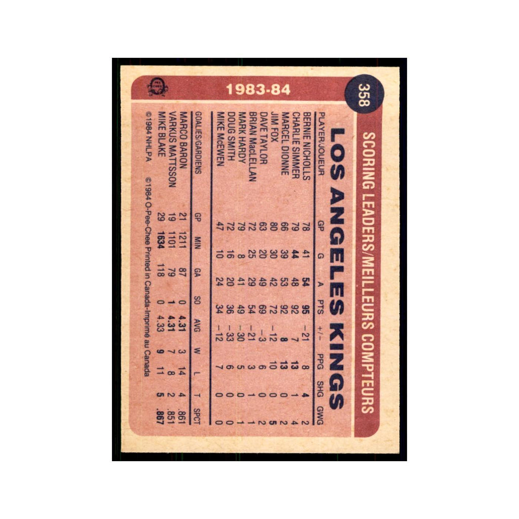 1984 O-Pee-Chee Charlie Simmer Los Angeles Kings #358