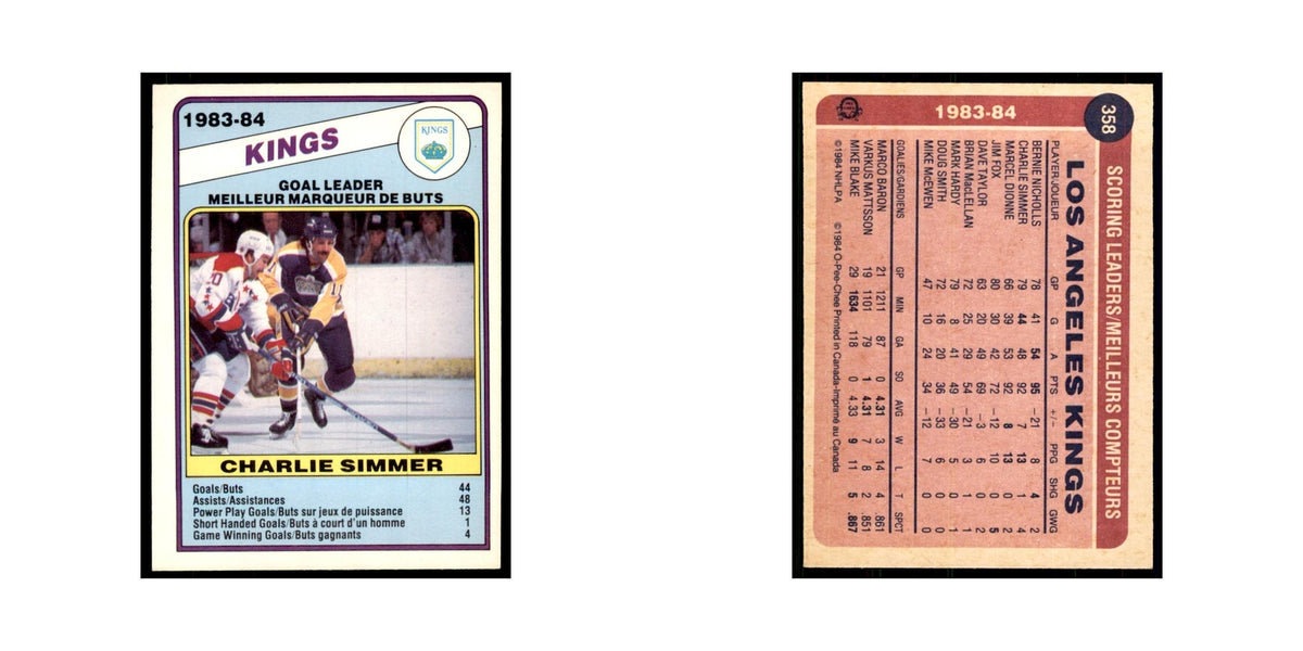 1984 O-Pee-Chee Charlie Simmer Los Angeles Kings #358