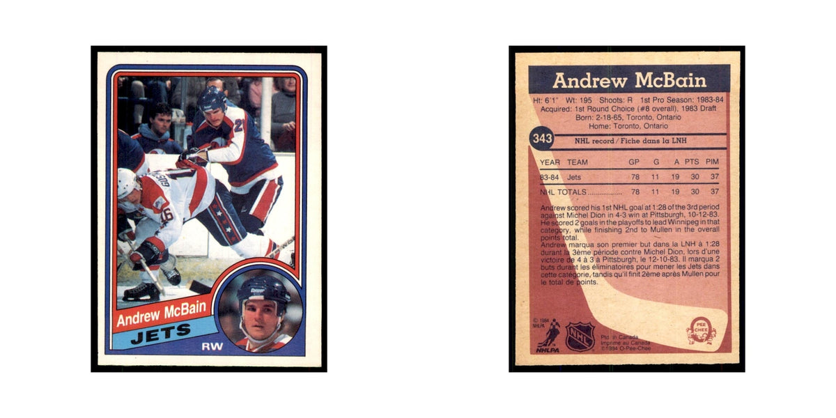 1984 O-Pee-Chee Andrew McBain RC Winnipeg Jets #343