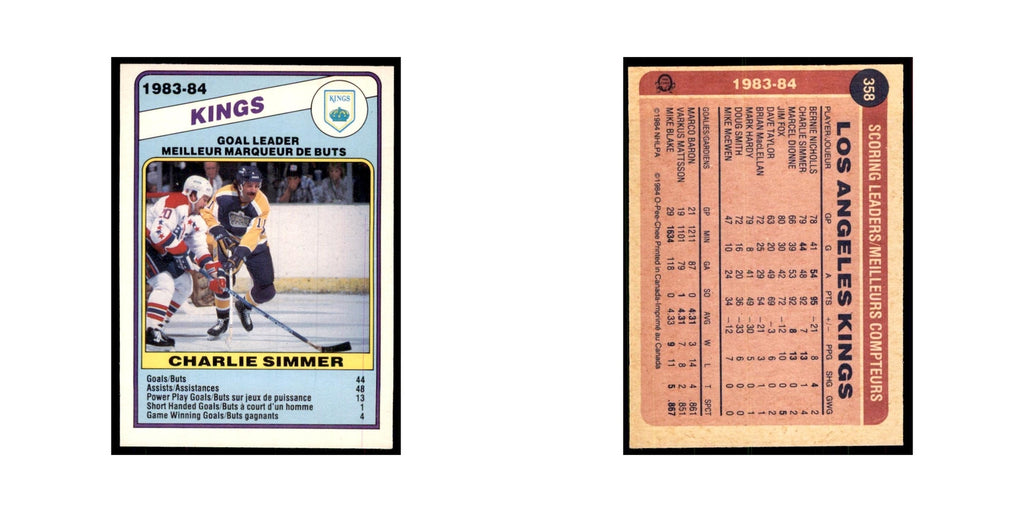 1984 O-Pee-Chee Charlie Simmer Los Angeles Kings #358