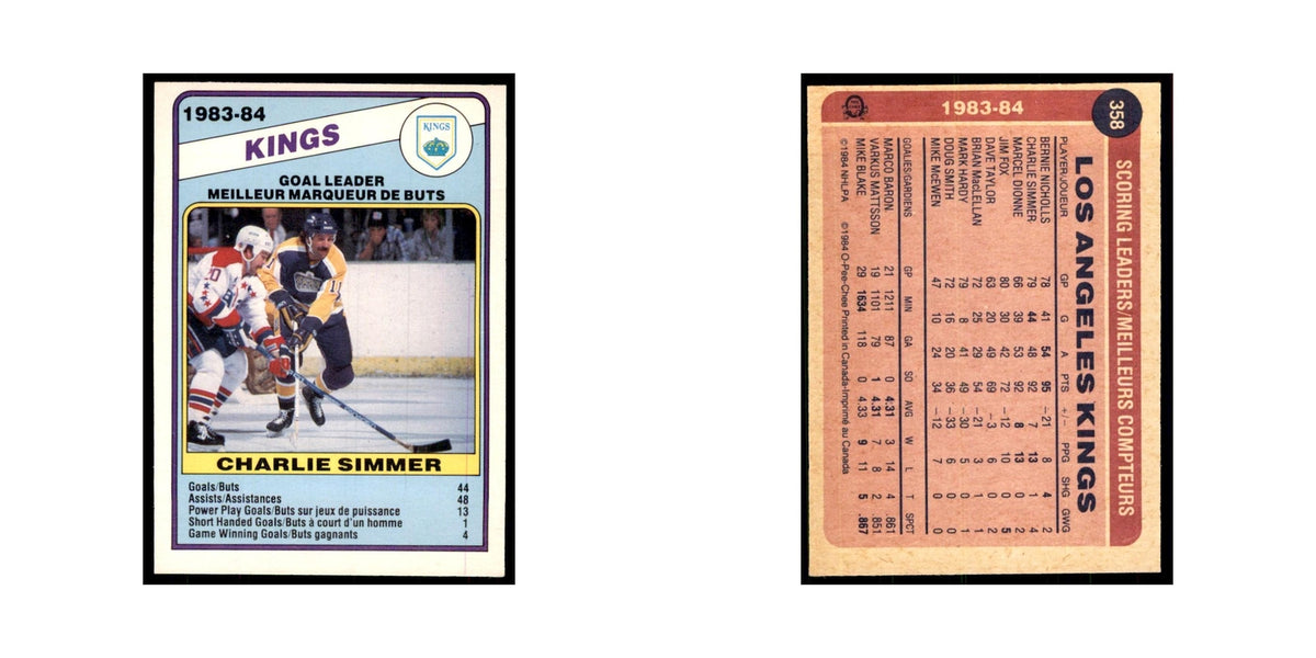 1984 O-Pee-Chee Charlie Simmer Los Angeles Kings #358
