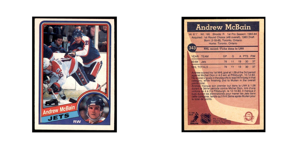 1984 O-Pee-Chee Andrew McBain RC Winnipeg Jets #343