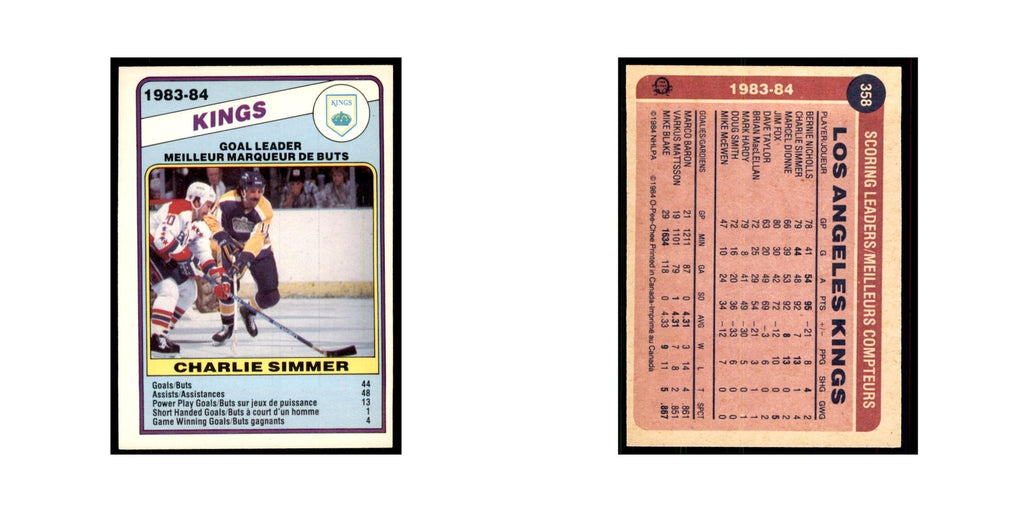 1984 O-Pee-Chee Charlie Simmer Los Angeles Kings #358