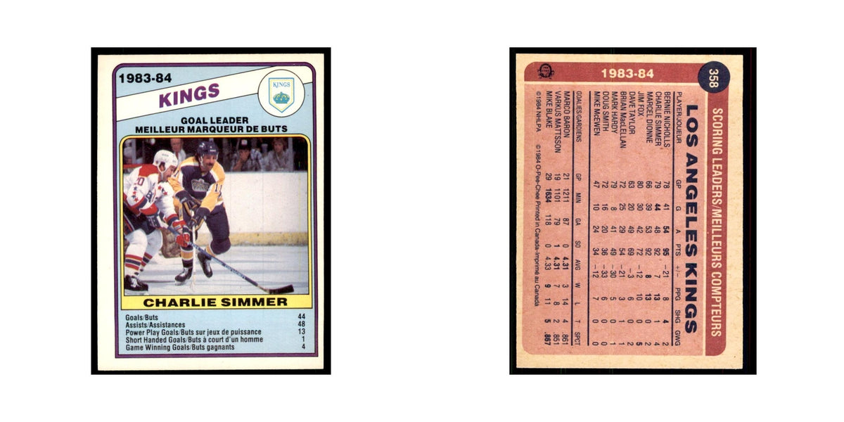 1984 O-Pee-Chee Charlie Simmer Los Angeles Kings #358