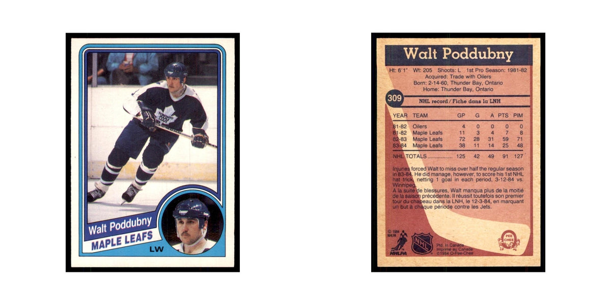 1984 O-Pee-Chee Walt Poddubny Toronto Maple Leafs #309