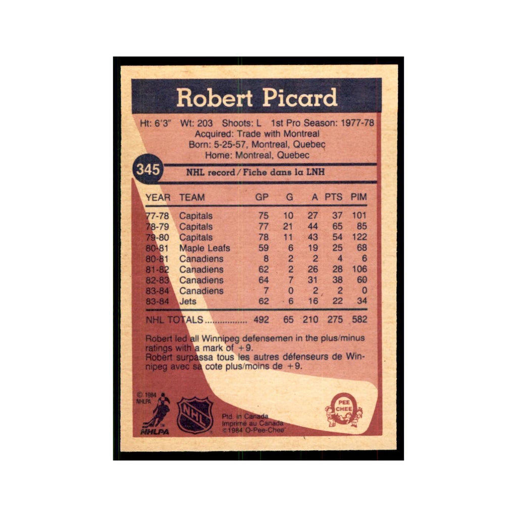 1984 O-Pee-Chee Robert Picard Winnipeg Jets #345