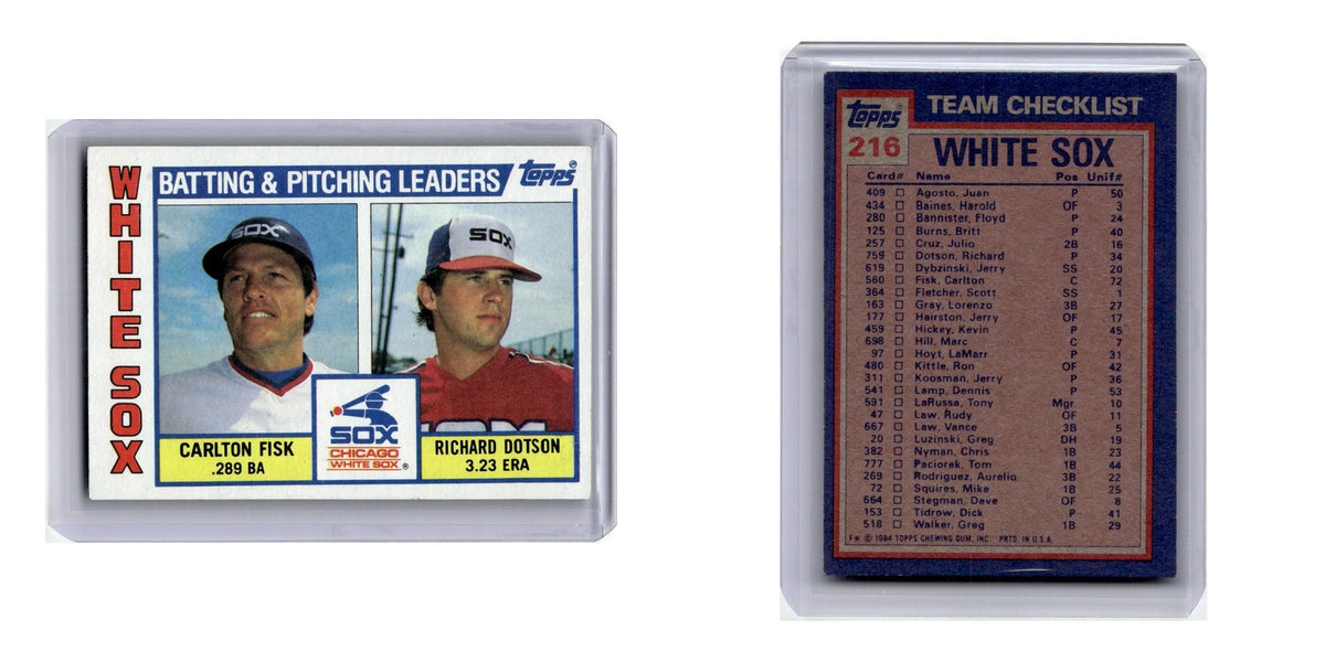 1984 Topps Carton Fisk Richard Dotson White Sox #216