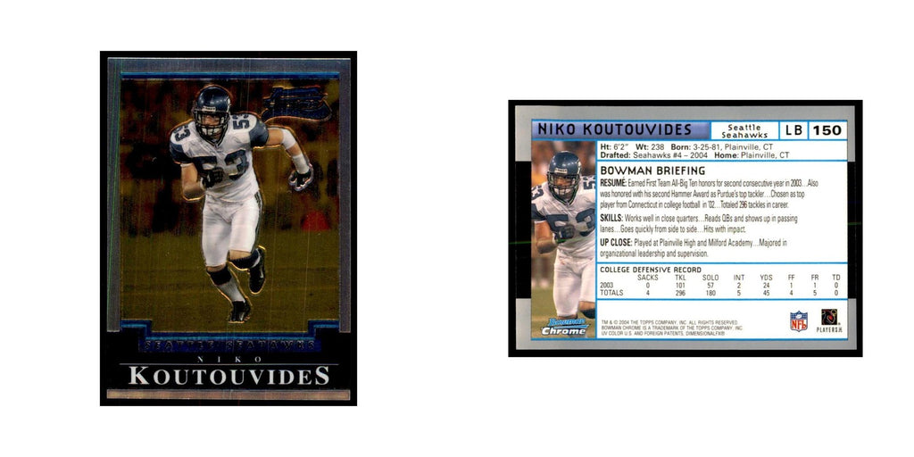 2004 Bowman Chrome Niko Koutouvides RC Football Cards #150