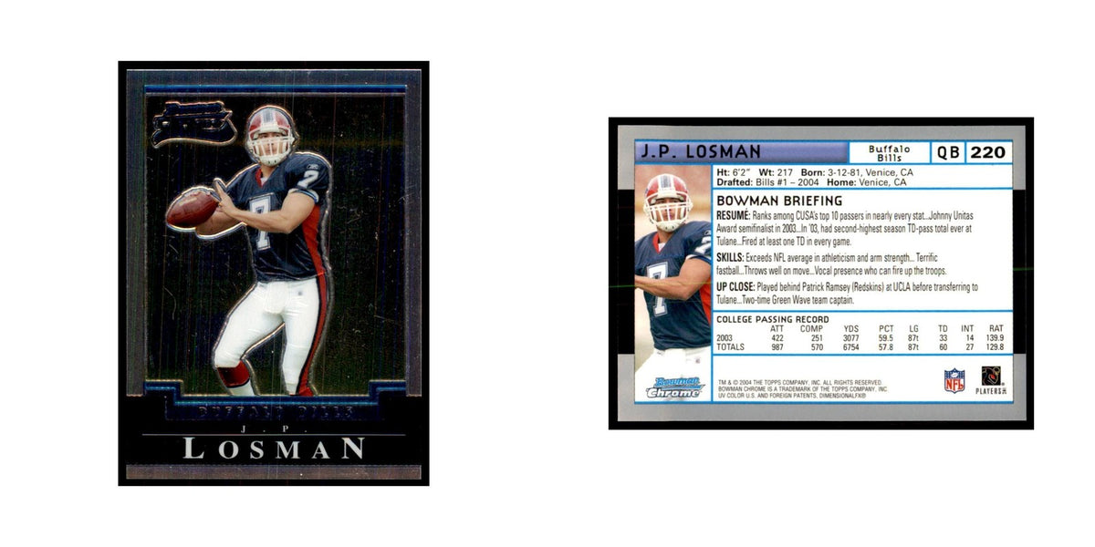 2004 Bowman Chrome J.P. Losman RC Football Cards #220