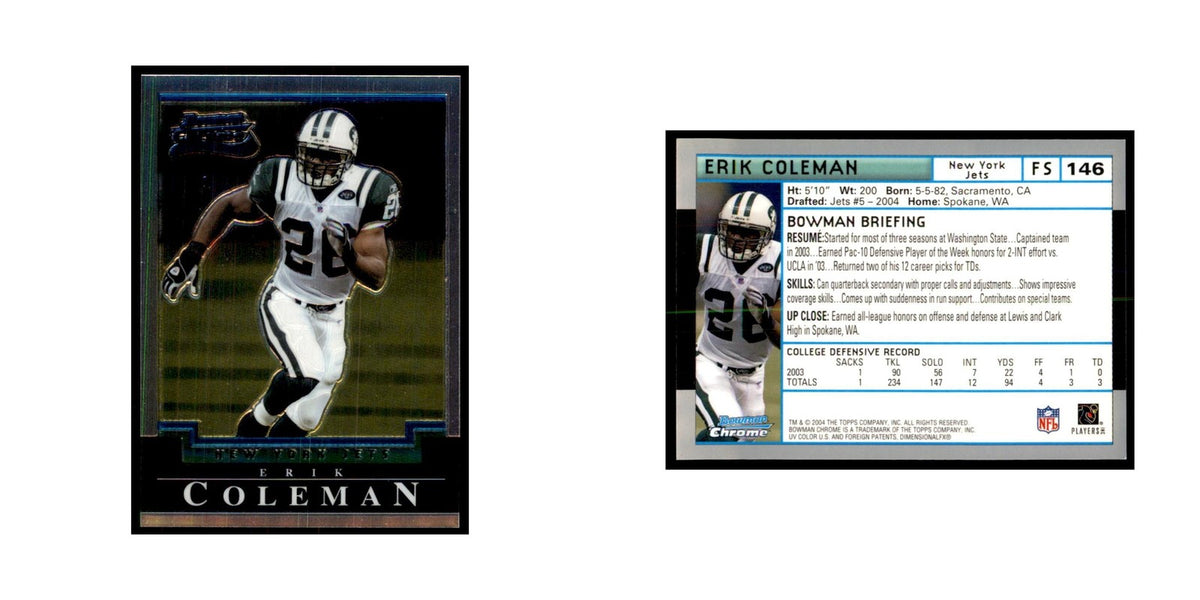 2004 Bowman Chrome Erik Coleman RC Football Cards #146