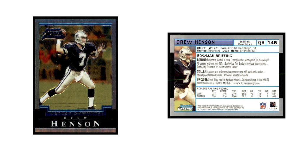 2004 Bowman Chrome Drew Henson RC Football Cards #145