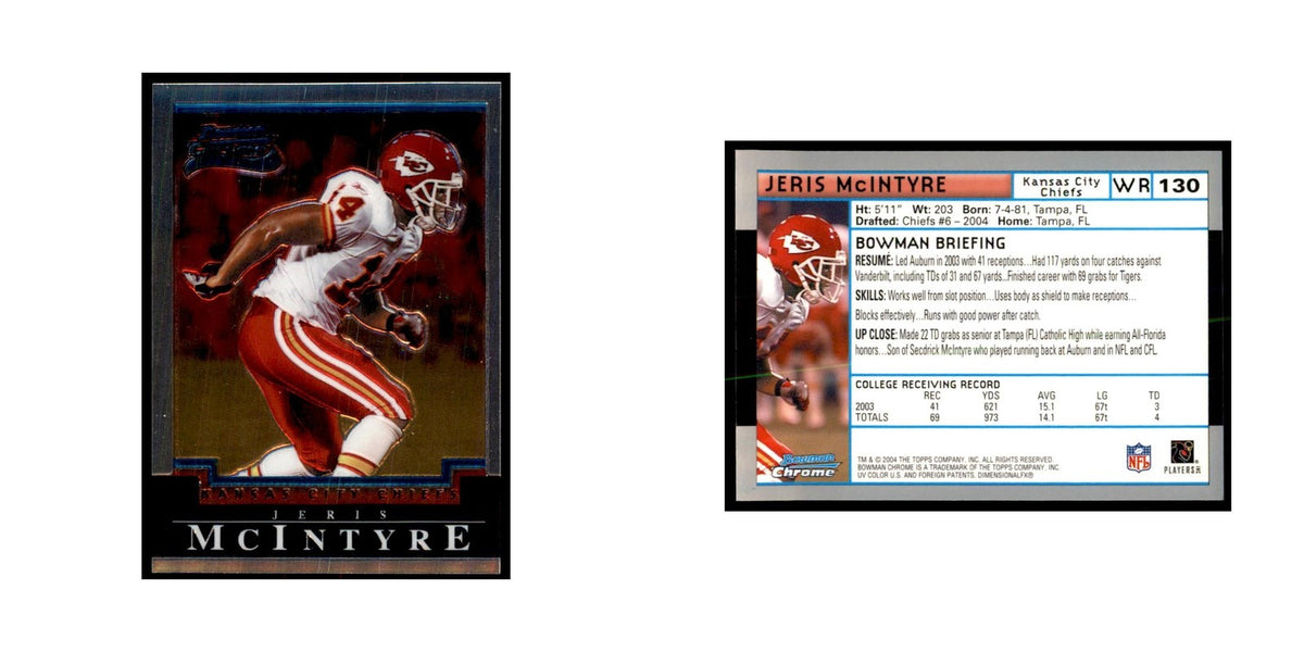 2004 Bowman Chrome Jeris McIntyre RC Football Cards #130