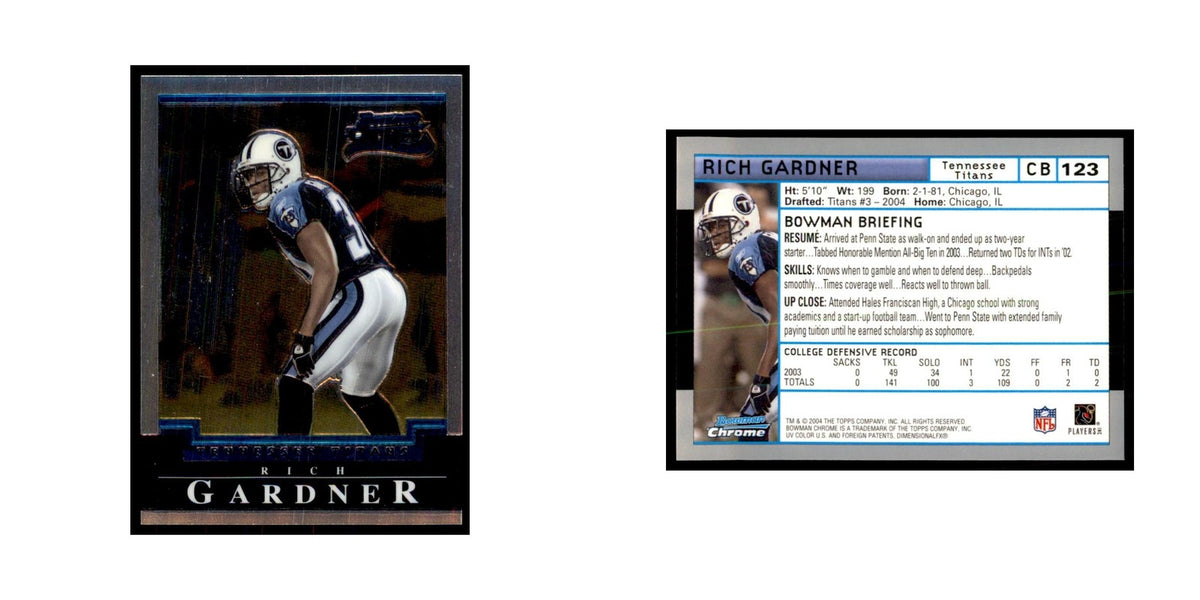 2004 Bowman Chrome Rich Gardner RC Football Cards #123