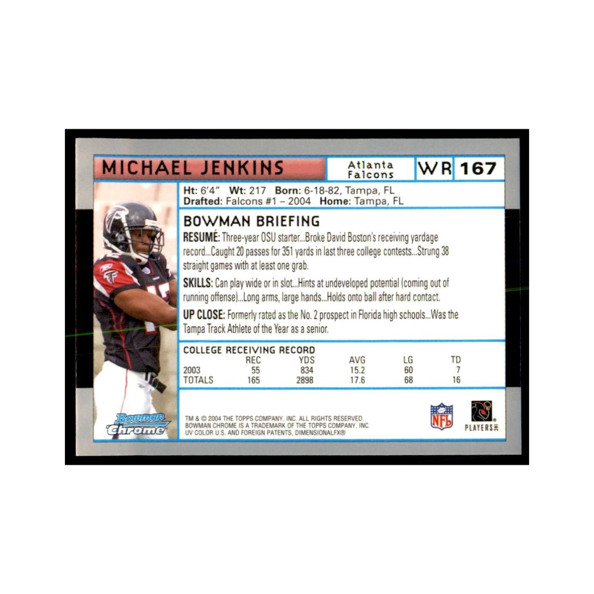 2004 Bowman Chrome Michael Jenkins RC Football Cards #167