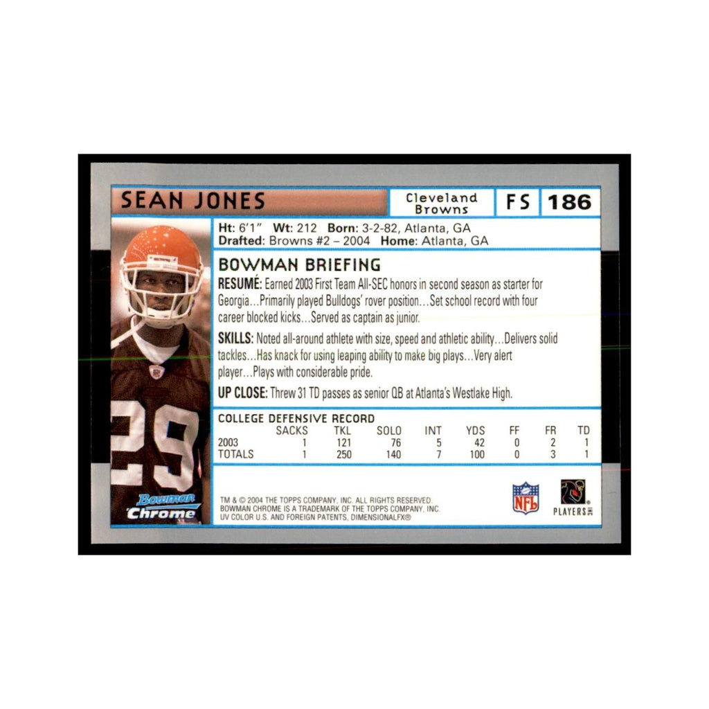 2004 Bowman Chrome Sean Jones RC Football Cards #186