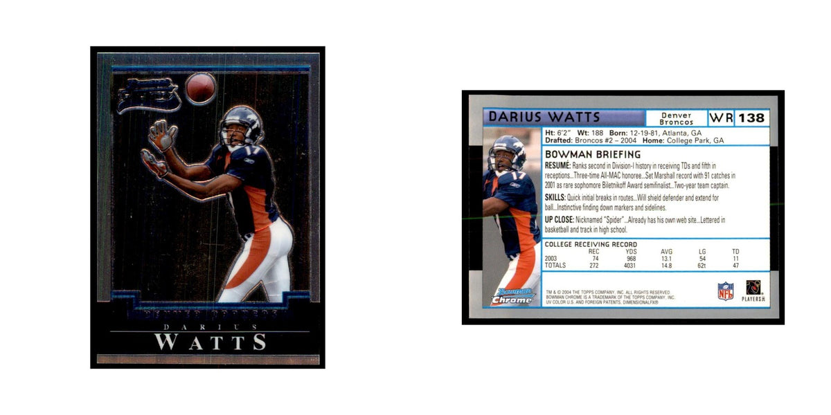2004 Bowman Chrome Darius Watts RC Football Cards #138