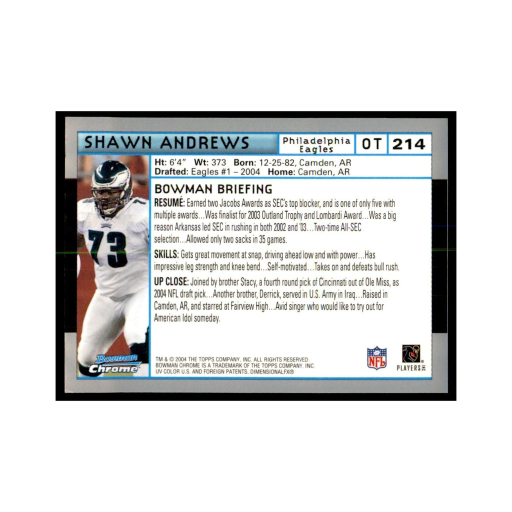 2004 Bowman Chrome Shawn Andrews RC Football Cards #214