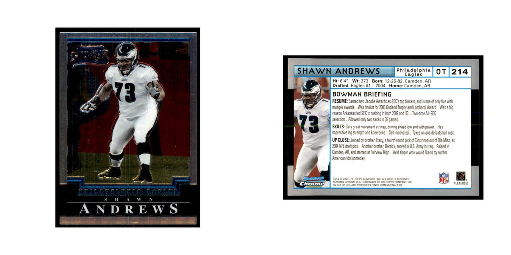 2004 Bowman Chrome Shawn Andrews RC Football Cards #214