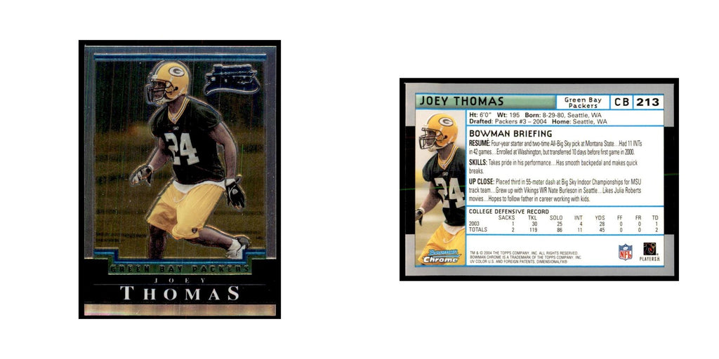 2004 Bowman Chrome Joey Thomas RC Football Cards #213