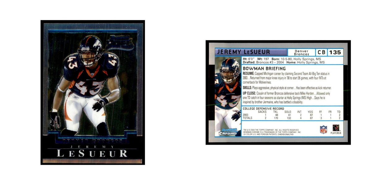 2004 Bowman Chrome Jeremy LeSueur RC Football Cards #135