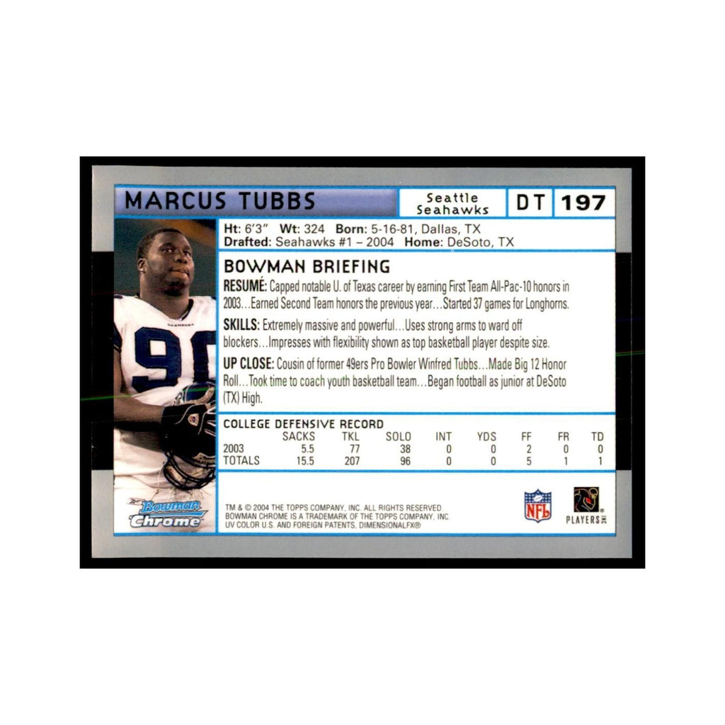 2004 Bowman Chrome Marcus Tubbs RC Football Cards #197