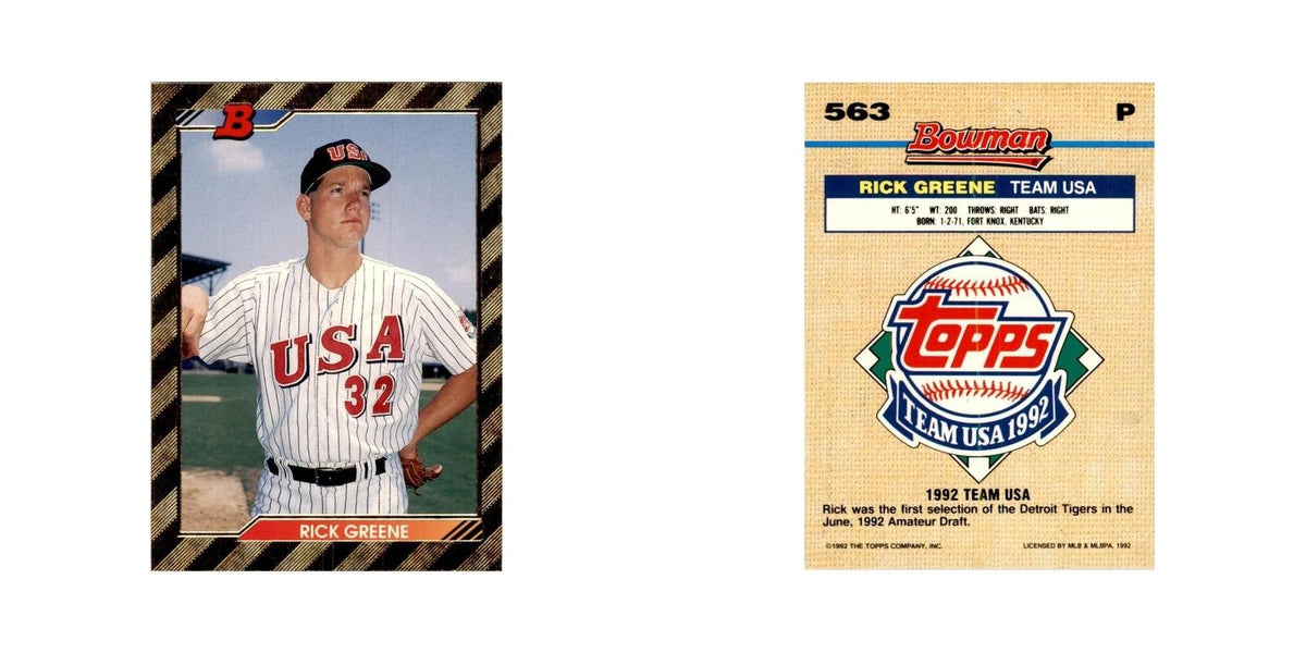 1992 Bowman Rick Greene Baseball Cards #563