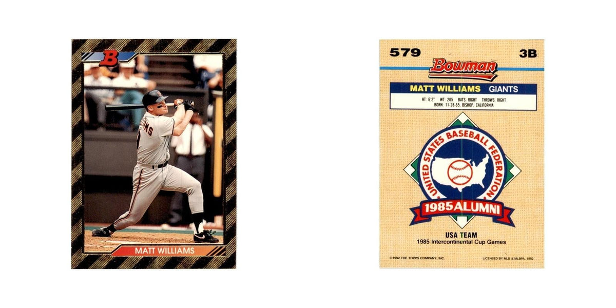 1992 Bowman Matt Williams Baseball Cards #579