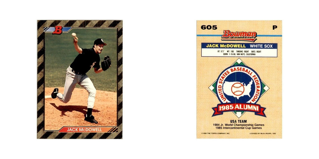 1992 Bowman Jack McDowell Baseball Cards #605