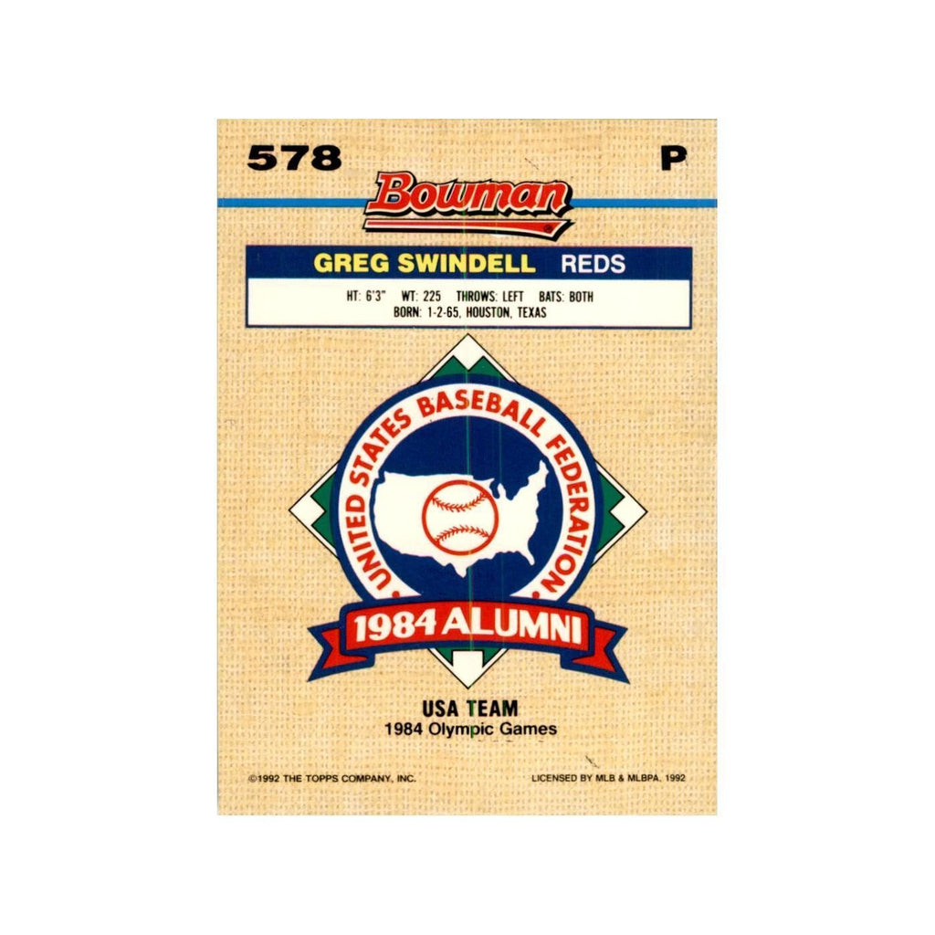 1992 Bowman Greg Swindell Baseball Cards #578