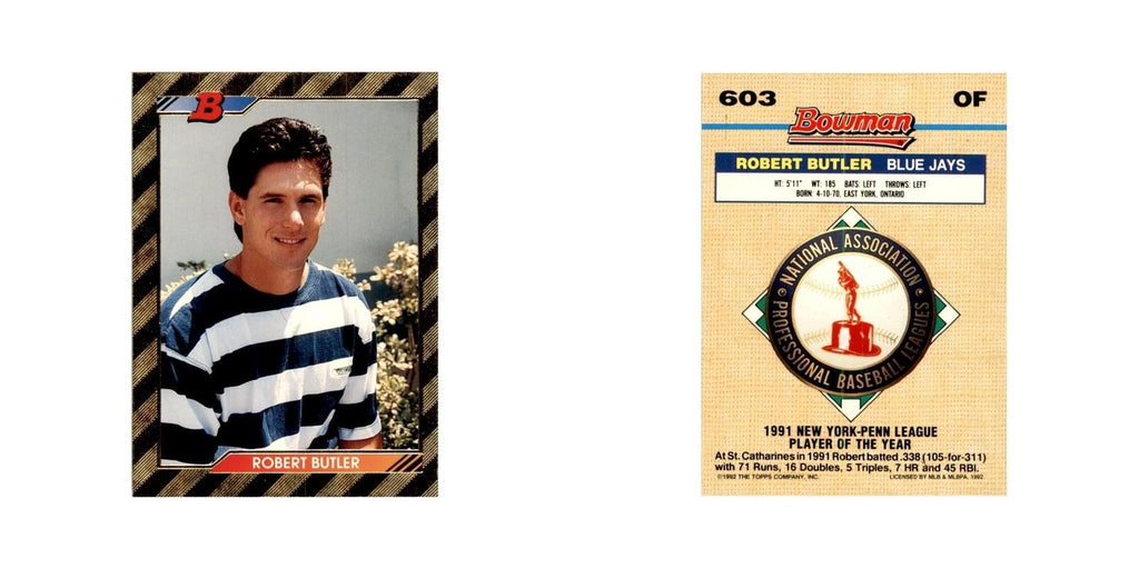 1992 Bowman Robert Butler Baseball Cards #603