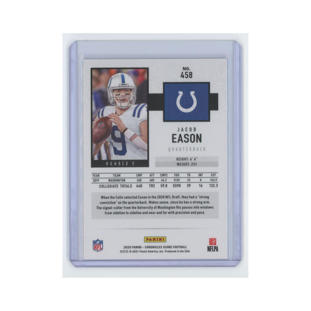 Jacob Eason Rookie 2020 Score #458 Indianapolis Colts Football Card NM