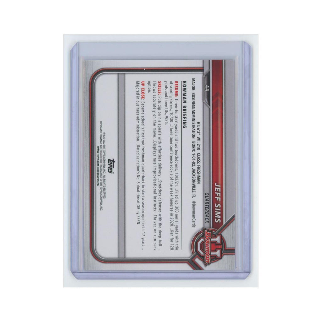 Jeff Sims 2021 Bowman University #44 Georgia Tech Yellow Jackets NM
