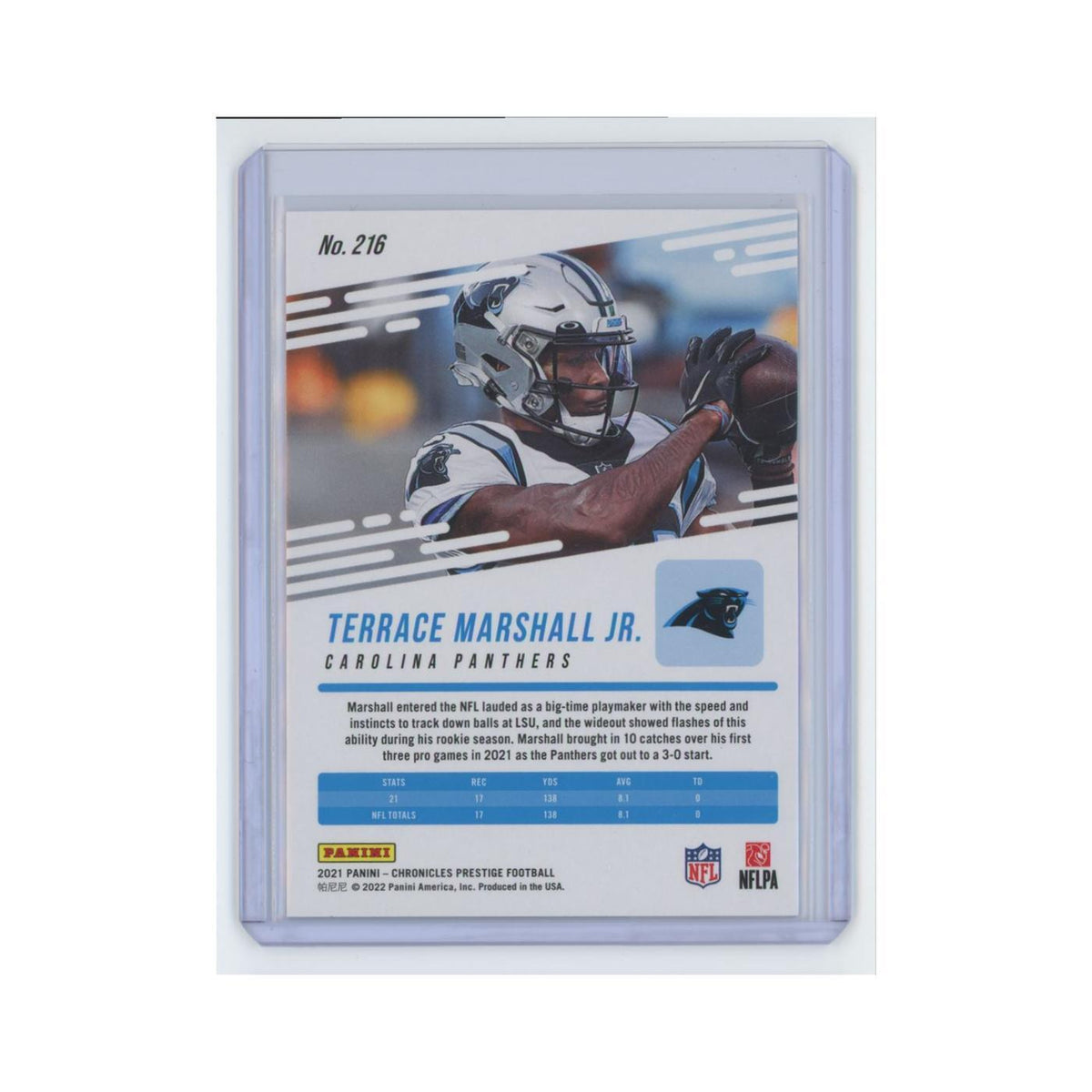 Terrace Marshall Jr. Rookie 2021 Panini Chronicles Prestige #216 Panthers NM