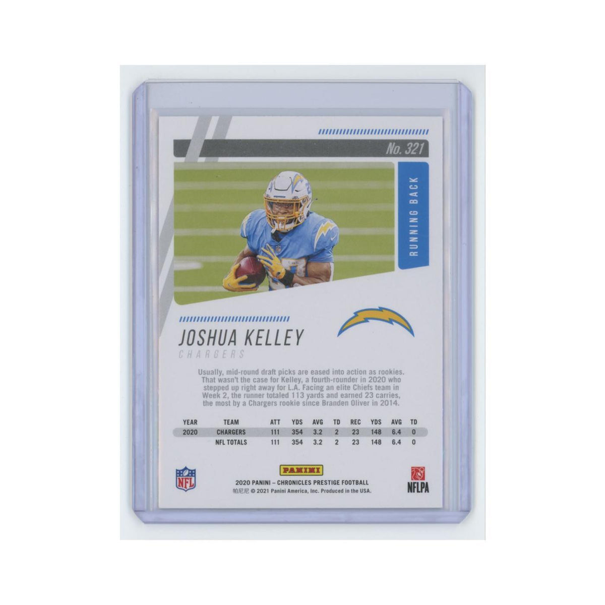 Joshua Kelley Rookie 2020 Panini Chronicles Prestige #321 Chargers NM