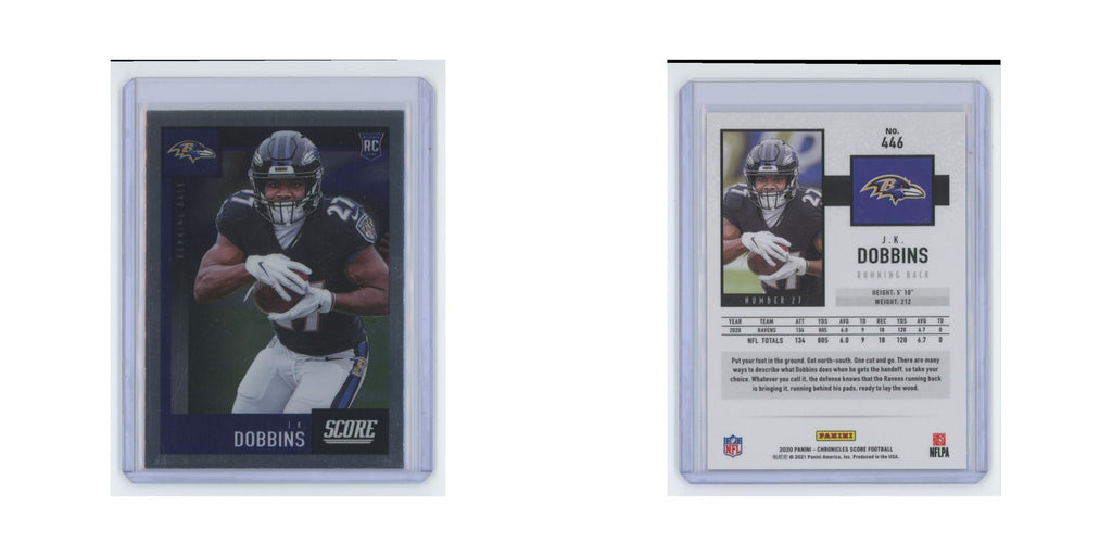J.K. Dobbins Rookie 2020 Score #446 Baltimore Ravens Football Card NM