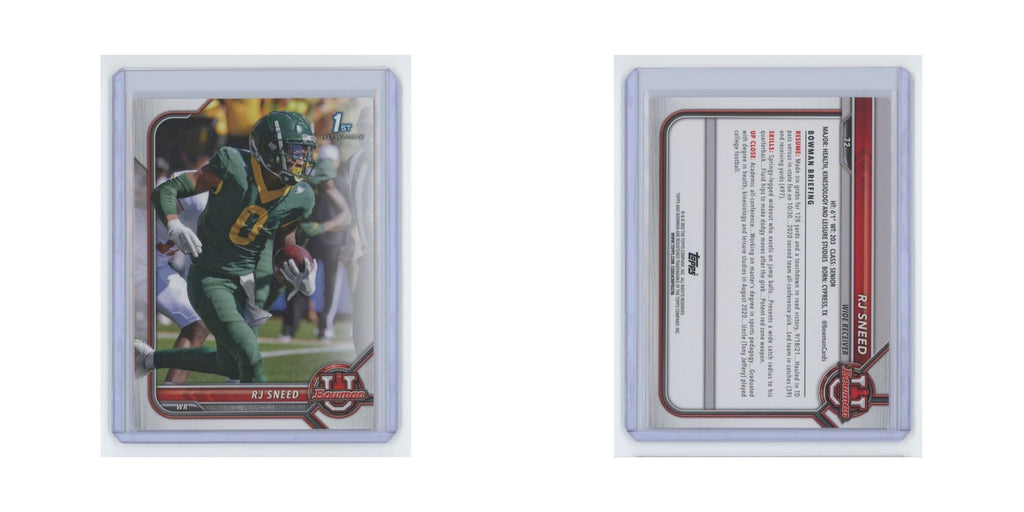 R.J. Sneed 2021 Bowman University #72 Baylor Bears Football Card NM