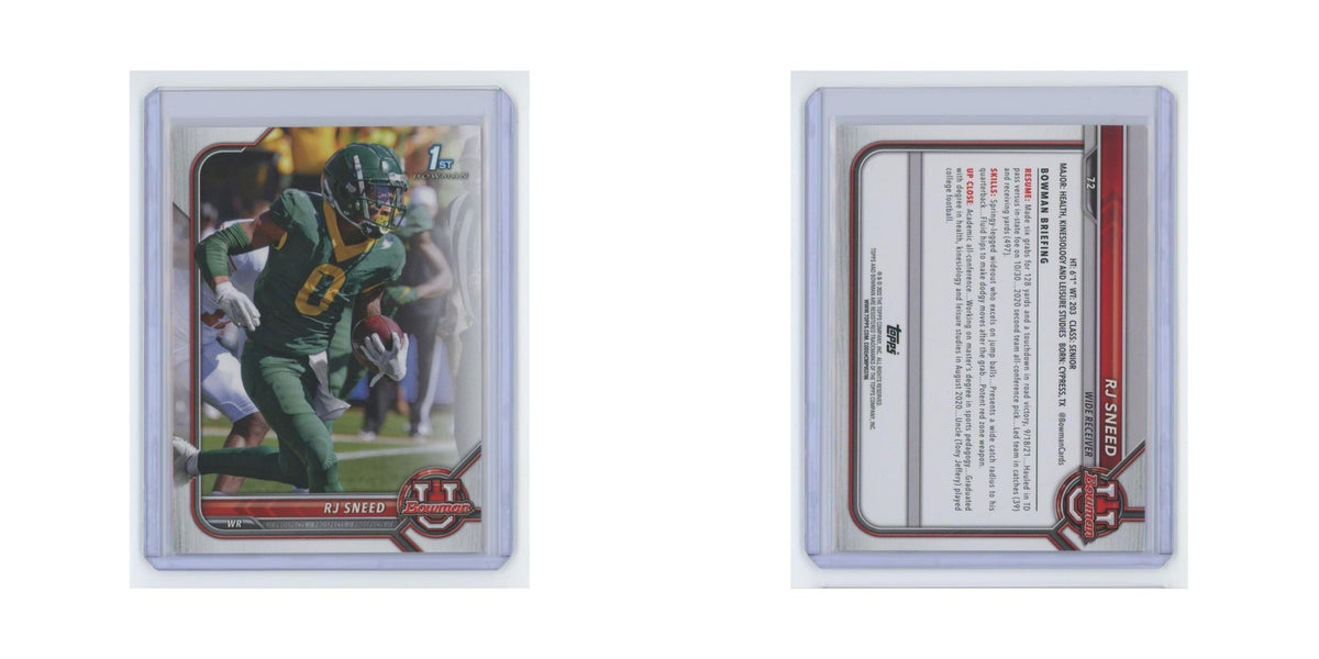 R.J. Sneed 2021 Bowman University #72 Baylor Bears Football Card NM