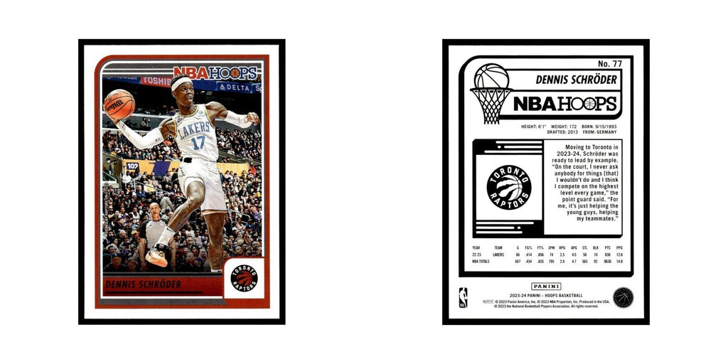 Dennis Schroder 2023 NBA Hoops #77 Toronto Raptors Basketball Card NM