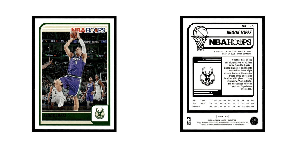 Brook Lopez 2023 NBA Hoops #175 Milwaukee Bucks Basketball Card NM