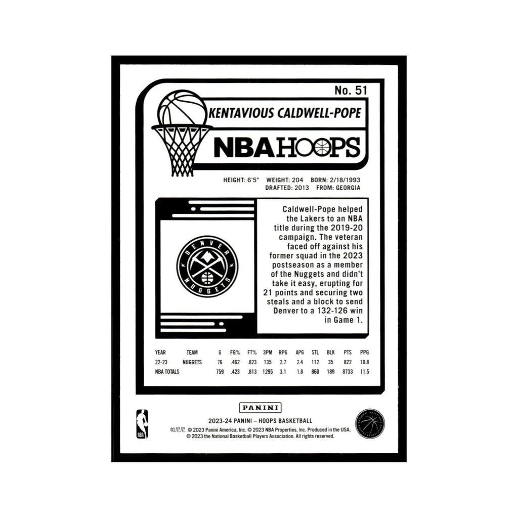Kentavious Caldwell-Pope 2023 NBA Hoops #51 Denver Nuggets Basketball Card NM