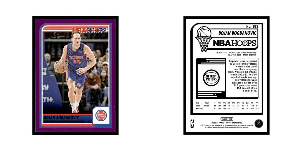 Bojan Bogdanovic 2023 NBA Hoops #193 Detroit Pistons Basketball Card NM