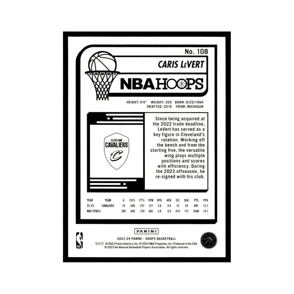 Caris LeVert 2023 NBA Hoops #108 Cleveland Cavaliers Basketball Card NM