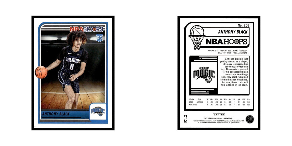 Anthony Black Rookie 2023 NBA Hoops #257 Orlando Magic Basketball Card NM