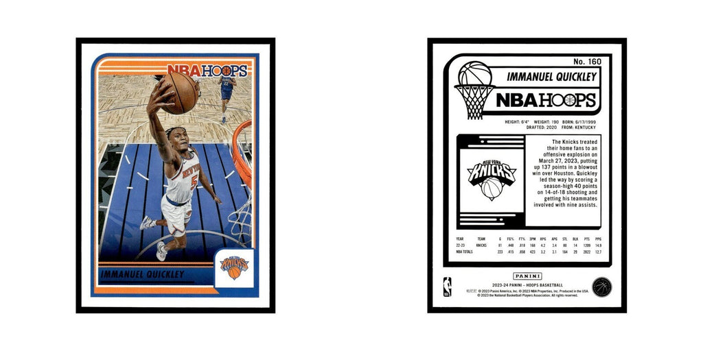 Immanuel Quickley 2023 NBA Hoops #160 New York Knicks Basketball Card NM