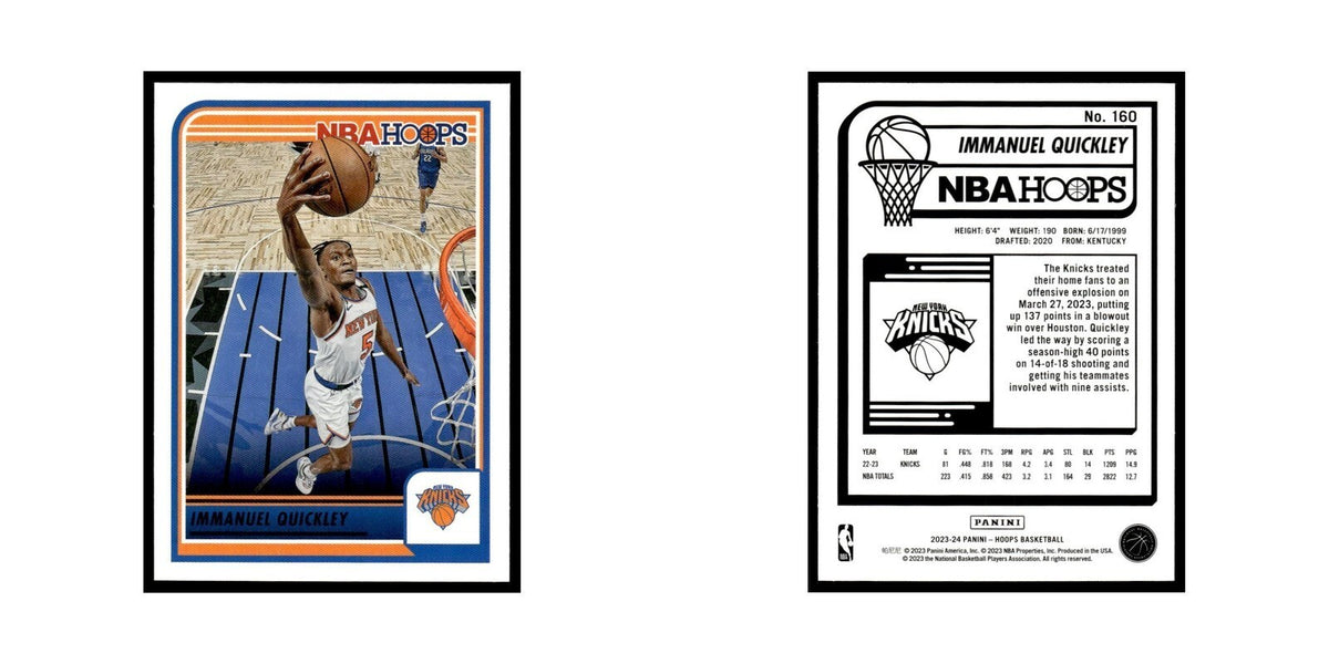 Immanuel Quickley 2023 NBA Hoops #160 New York Knicks Basketball Card NM