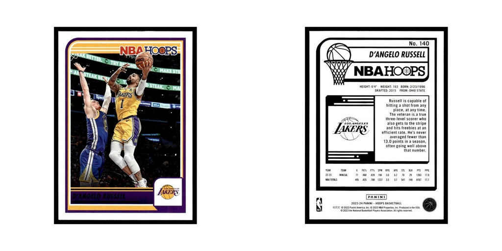 D'Angelo Russell 2023 NBA Hoops #140 Los Angeles Lakers Basketball Card NM