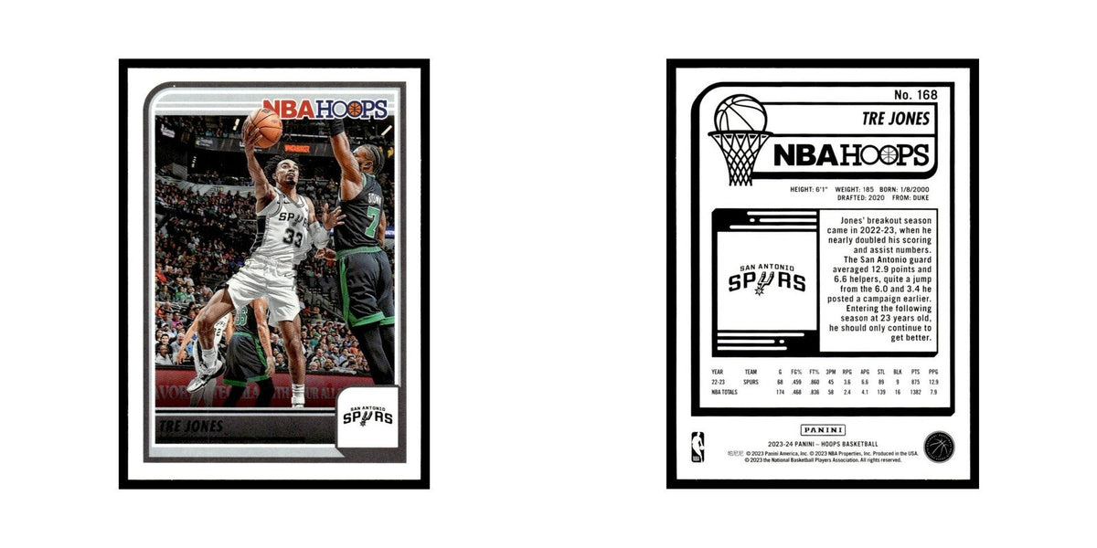 Tre Jones 2023 NBA Hoops #168 San Antonio Spurs Basketball Card NM