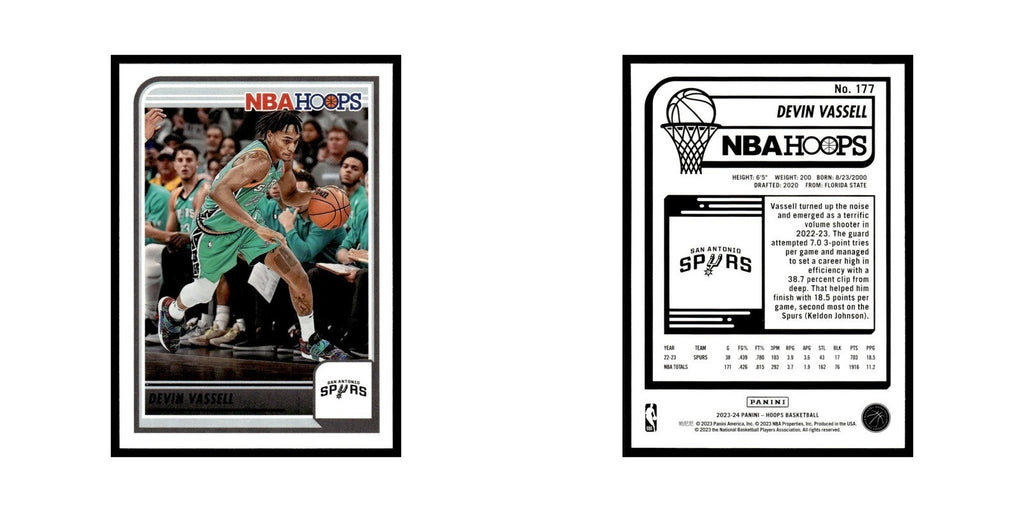 Devin Vassell 2023 NBA Hoops #177 San Antonio Spurs Basketball Card NM